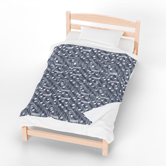 Music Notes Design 03 on Velveteen Plush Blanket for Music Lovers