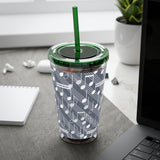 Music Notes Design 03 on Tumbler with Straw - 16oz, Perfect for Music Lovers
