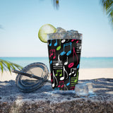 Music Notes Design 04 on Tumbler with Straw - 16oz, Perfect for Music Lovers