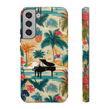 Tropical Piano Samsung Galaxy Phone Case - Floral Design for Music Lovers