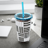 Piano Keys Design 01 on Tumbler with Straw - 16oz, Perfect for Music Lovers