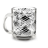 Piano Keys Design 04 on Glass Mug - 10oz Coffee Cup for Music Lovers