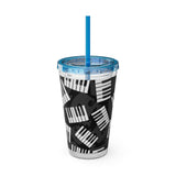 Piano Keys Design 03 on Tumbler with Straw - 16oz, Perfect for Music Lovers