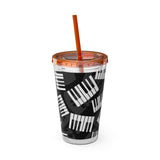 Piano Keys Design 03 on Tumbler with Straw - 16oz, Perfect for Music Lovers