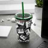 Piano Keys Design 03 on Tumbler with Straw - 16oz, Perfect for Music Lovers