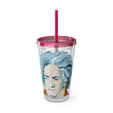 Beethoven Design 01 on Tumbler with Straw - 16oz, Perfect for Music Lovers