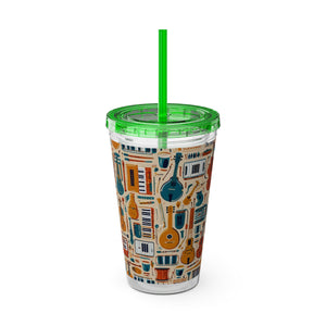 Sunsplash Musical Instruments Design 01 on Tumbler with Straw - 16oz, Perfect for Music Lovers