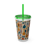 Sunsplash Musical Instruments Design 01 on Tumbler with Straw - 16oz, Perfect for Music Lovers