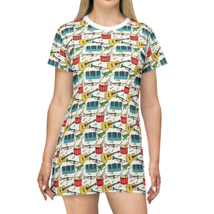 Colourful Musical instruments T-Shirt Dress (AOP) (2)