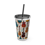 Sunsplash Musical Instruments Design 03 on Tumbler with Straw - 16oz, Perfect for Music Lovers