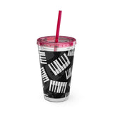 Piano Keys Design 03 on Tumbler with Straw - 16oz, Perfect for Music Lovers
