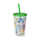 Music Notes Design 02 on Tumbler with Straw - 16oz, Perfect for Music Lovers