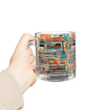 Musical Instruments Design 02 on Glass Mug - 10oz Coffee Cup for Music Lovers