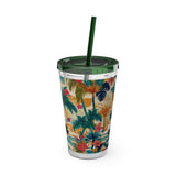 Sunsplash Tropical Piano Design 01 on Tumbler with Straw - 16oz, Perfect for Music Lovers