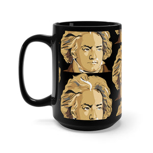 Beethoven Pattern 2 on Black Mug 15oz