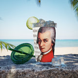 Mozart and Manuscript Design on Tumbler with Straw - 16oz, Perfect for Music Lovers