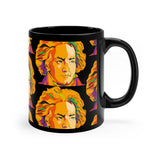 Beethoven Pattern 4 on Black mug 11oz