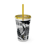 Piano Keys Design 02 on Tumbler with Straw - 16oz, Perfect for Music Lovers