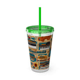 Sunsplash Musical Instruments Design 02 on Tumbler with Straw - 16oz, Perfect for Music Lovers