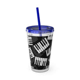 Piano Keys Design 03 on Tumbler with Straw - 16oz, Perfect for Music Lovers