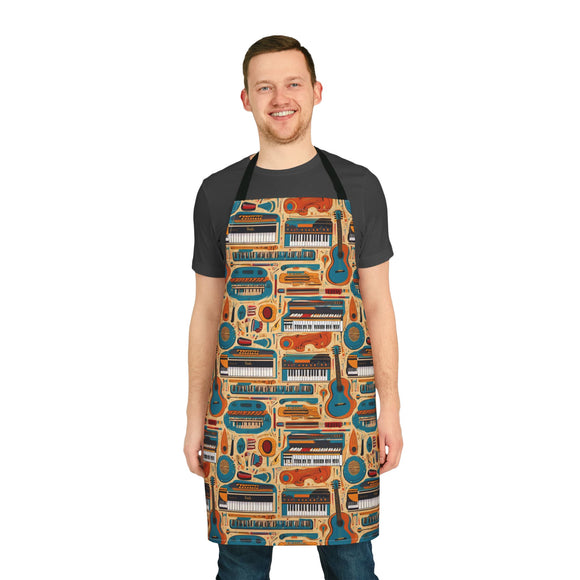 Musical Instruments Design 02 Print on Apron with 5-Color Straps | Perfect for Cooking & BBQ