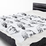 Mozart Sketch Design on Velveteen Plush Blanket for Music Lovers