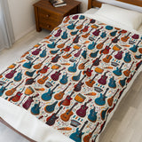 Musical Instruments Design 03 on Velveteen Plush Blanket for Music Lovers