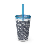Music Notes Design 03 on Tumbler with Straw - 16oz, Perfect for Music Lovers