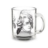 Mozart Sketch Design on Glass Mug - 10oz Coffee Cup for Music Lovers