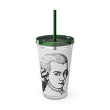 Mozart Sketch Design on Tumbler with Straw - 16oz, Perfect for Music Lovers