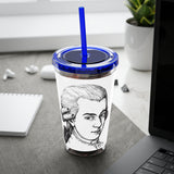 Mozart Sketch Design on Tumbler with Straw - 16oz, Perfect for Music Lovers