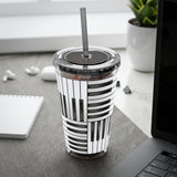 Piano Keys Design 01 on Tumbler with Straw - 16oz, Perfect for Music Lovers