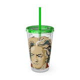 Beethoven Design 02 on Tumbler with Straw - 16oz, Perfect for Music Lovers