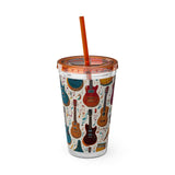 Sunsplash Musical Instruments Design 03 on Tumbler with Straw - 16oz, Perfect for Music Lovers