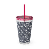 Music Notes Design 03 on Tumbler with Straw - 16oz, Perfect for Music Lovers