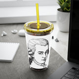 Mozart Sketch Design on Tumbler with Straw - 16oz, Perfect for Music Lovers