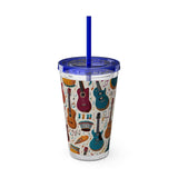 Sunsplash Musical Instruments Design 03 on Tumbler with Straw - 16oz, Perfect for Music Lovers