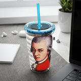 Mozart and Manuscript Design on Tumbler with Straw - 16oz, Perfect for Music Lovers