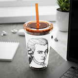 Mozart Sketch Design on Tumbler with Straw - 16oz, Perfect for Music Lovers