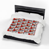 Mozart and Manuscript Design on Velveteen Plush Blanket for Music Lovers