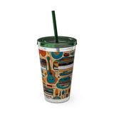 Sunsplash Musical Instruments Design 02 on Tumbler with Straw - 16oz, Perfect for Music Lovers