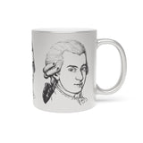 Mozart Sketch Design on Metallic Mug (Silver / Gold) 11 oz Beautiful Design For Music Lovers