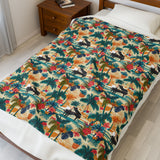 Tropical Piano Design on Velveteen Plush Blanket for Music Lovers