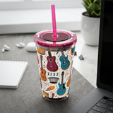 Sunsplash Musical Instruments Design 03 on Tumbler with Straw - 16oz, Perfect for Music Lovers