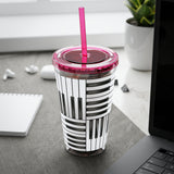 Piano Keys Design 01 on Tumbler with Straw - 16oz, Perfect for Music Lovers