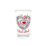 I Love Music Design 2 on Pint Glass, 16oz