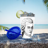 Mozart Sketch Design on Tumbler with Straw - 16oz, Perfect for Music Lovers