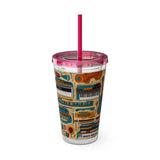 Sunsplash Musical Instruments Design 02 on Tumbler with Straw - 16oz, Perfect for Music Lovers