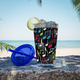 Music Notes Design 04 on Tumbler with Straw - 16oz, Perfect for Music Lovers