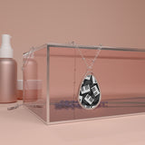 Piano Keys Design 03 on Oval Necklace - Silver Teardrop Pendant